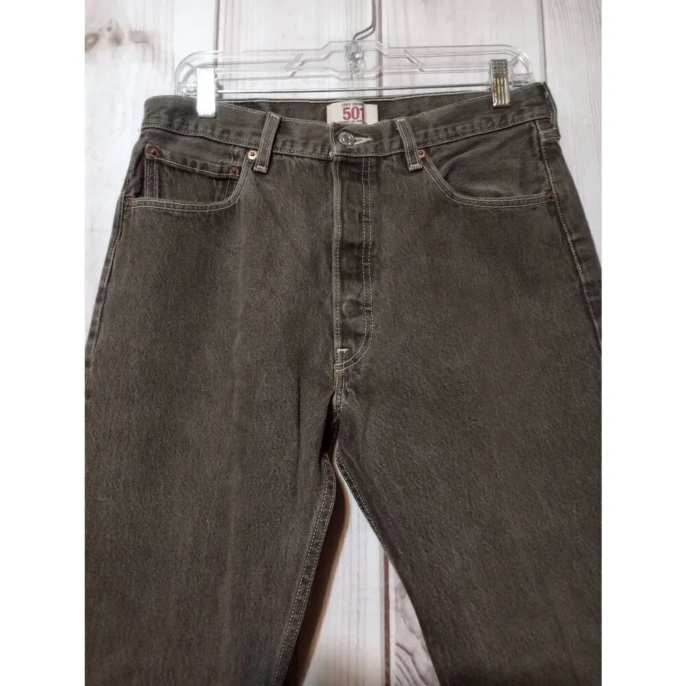 Levi's Jeans Men's 34 34 Charcoal Straight‎ Leg Button Fly